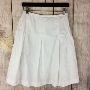 Talbots Petites White Eyelet Pleated Skirt Sz 10P
